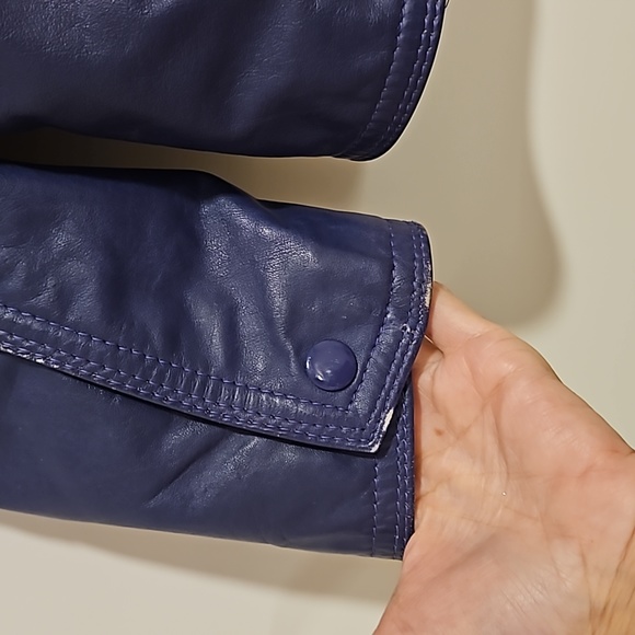 Purple leather bomber biker moto jacket pockets lined Wilson's Leather - Picture 4 of 16